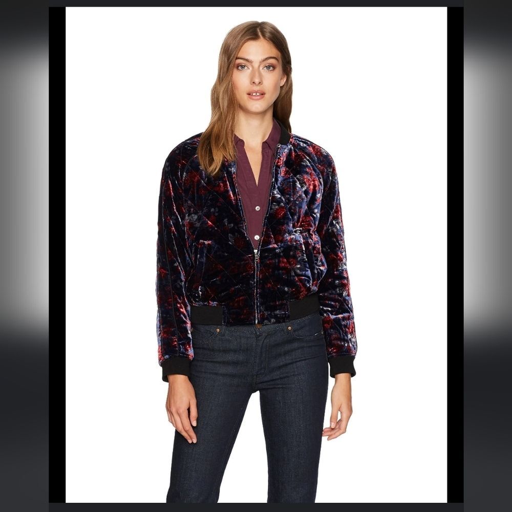 Joie Mace Quilted Velvet Bomber Jacket size S